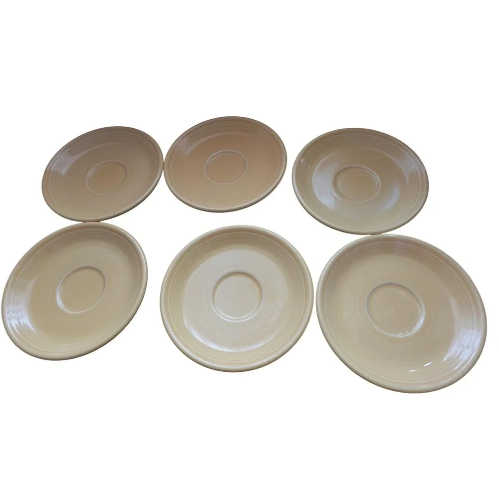 6 Homer Laughlin Fiesta Saucer Plates Canary Yellow‎ Vintage 6 inch Set of 6 USA
